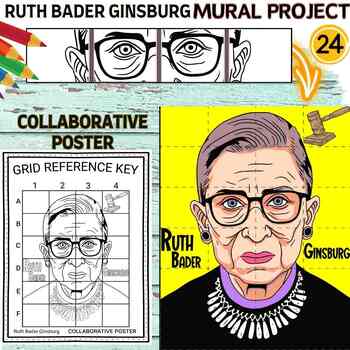 Preview of Ruth Bader Ginsburg Collaborative Poster Mural Project Women’s History Craft