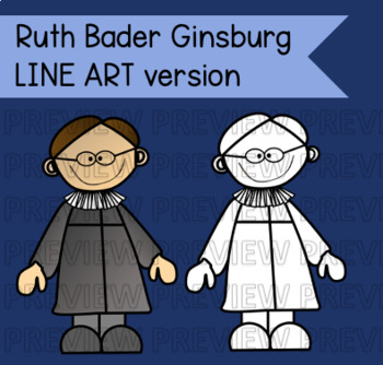 Preview of Ruth Bader Ginsburg - LINE ART - transparent background!