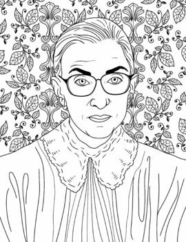 Preview of Ruth Bader Ginsburg RBG Justice of supreme Coloring Page Womens History Month