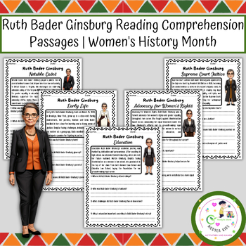 Preview of Ruth Bader Ginsburg Reading Comprehension Passages | Women's History Month
