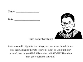 Preview of Ruth Bader Ginsburg Worksheet