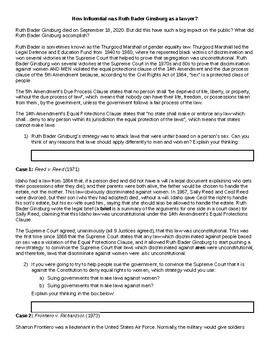 Preview of Ruth Bader Ginsburg and Levels of Scrutiny Handout (Distance Learning)