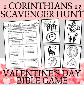 Preview of Valentine's Day Bible Game  | 1 Corinthians 13 Scavenger Hunt