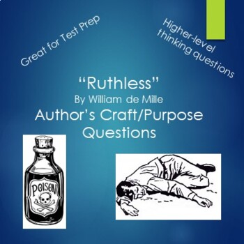 Preview of Ruthless by William de Mille Author's Craft/Purpose Questions