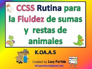 Preview of Rutina Diaria de Sumas Restas 5 Bilingual Stars Mrs. Partida