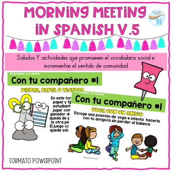 Preview of Rutina diaria Clase de español y matemáticas. V5 Morning meeting in Spanish PPT