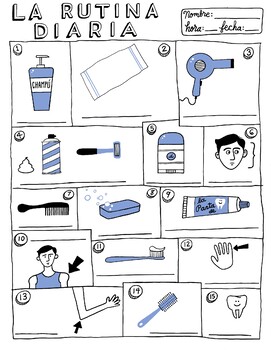 daily routine clipart spanish