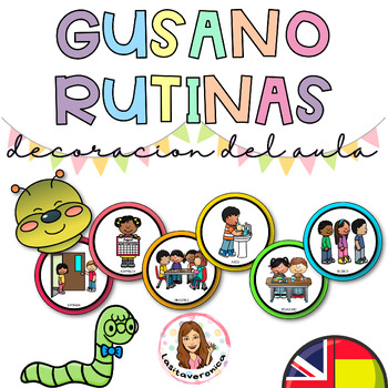 Preview of Rutinas de clase / Sequence Back to school. Editable. Rainbow Colors.