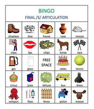 S Articulation Bingo By Speech Spice Teachers Pay Teachers