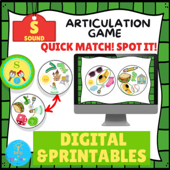 Preview of S Articulation Game - Quick Match! Spot it!  // Digital + Printable 