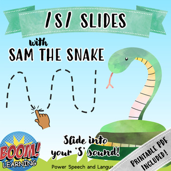Preview of S Articulation, S Snake Slides, Boom Cards Speech Therapy, Stopping, Lisp