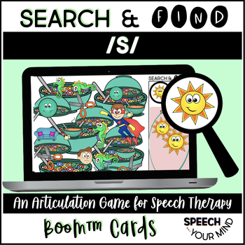 Preview of S Sound Articulation Boom Cards™ Search & Find Game