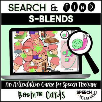 Preview of S-Blends Articulation Boom Cards™ Search & Find Game | S Blend Sounds