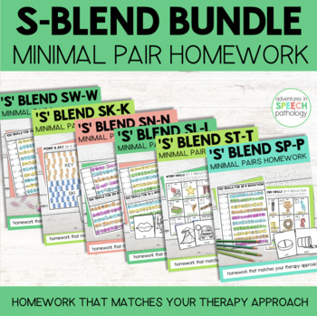 Preview of S Blend Cluster Reduction Minimal Pairs Homework – BUNDLE