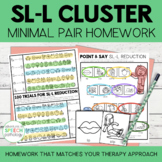 SL-L Cluster Reduction Minimal Pairs Homework | Speech Therapy