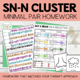 SN-N Cluster Reduction Minimal Pairs Homework | Speech Therapy