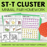 S T-T Cluster Reduction Minimal Pairs Homework | Speech Therapy