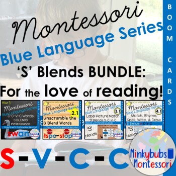 Preview of S Blend Words Boom Cards Blue Language Series BUNDLE
