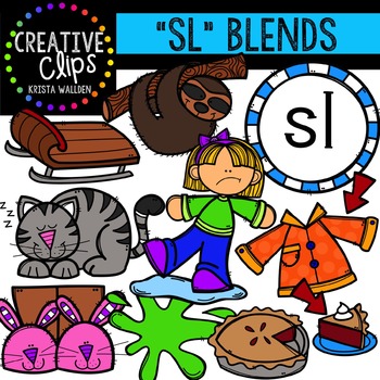 Preview of S-Blend Words: SL {Creative Clips Digital Clipart}