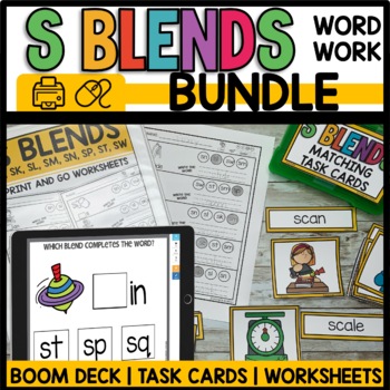 S Blends Boom cards and Printable Worksheets Bundle | TPT