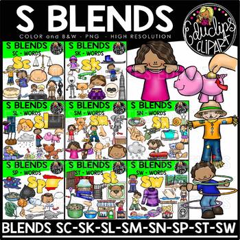 Preview of S Blends Clip Art Mega Bundle {Educlips Clipart}