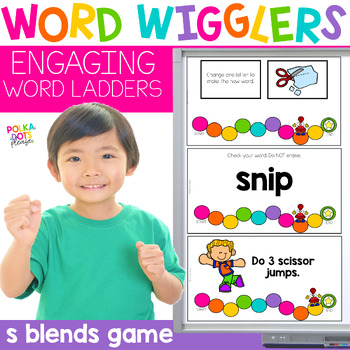 Preview of S Blends Phonics Word Ladder Game and Worksheet Word Wigglers Movement Activity
