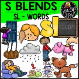 S Blends - SL Words Clip Art Bundle {Educlips Clipart}