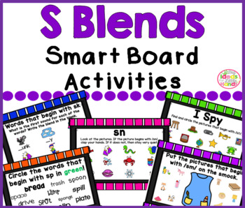 Preview of S Blends Smart Board Activities Phonics and Sounds