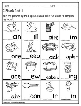 S-Blends Sorts Set 2: sn, sp, st, and sw by Enchanted in Elementary