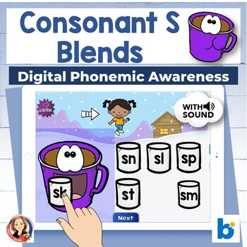 Preview of S Blends Winter Phonemic Awareness Boom Cards