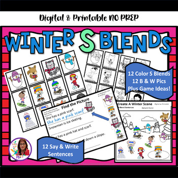 Preview of S Blends Winter Speech Sentences and Crafts