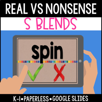 Preview of S Blends Words vs Nonsense: Interactive Google Slides Games