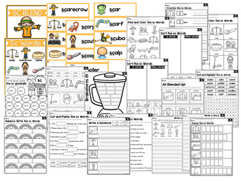 s blends worksheets sc blend words by little achievers tpt