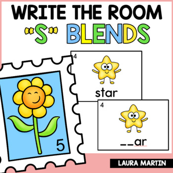 Preview of S Blends Write the Room - Consonant Blend Activities - SC SK SL SM SN SP ST SW