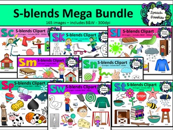 Preview of S Blends clipart - Mega bundle of Sc, Sk, Sl, Sm, Sn, Sp, St and Sw