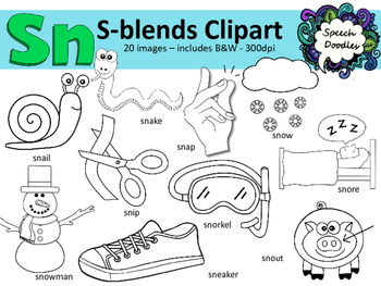 S Blends Clipart Sn Words Images Personal And Commercial Use