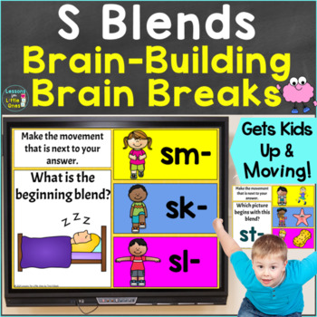 Preview of S Blends with Brain Breaks, Movement Consonant Blends Google Slides & PowerPoint
