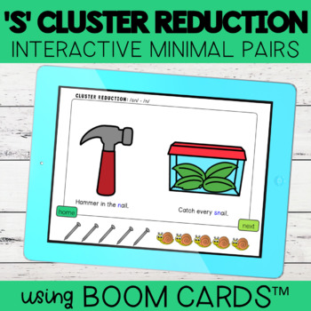 Preview of S Cluster Reduction Interactive Minimal Pairs | Boom Cards™ | Distance Learning