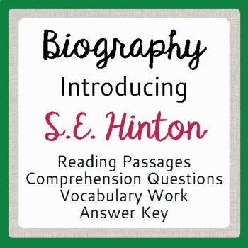 Preview of S.E. HINTON The Outsiders Author Biography Texts, Activities PRINT and EASEL
