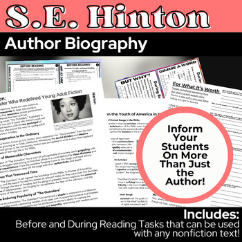 Preview of S.E. Hinton - Author Biography - Music in the 1960's - Protest Song Connection