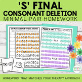 S Final Consonant Deletion Minimal Pairs Homework | Speech