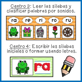 Silabas Iniciales De La Letra R Centros De Lectura Reading Spanish Syllables