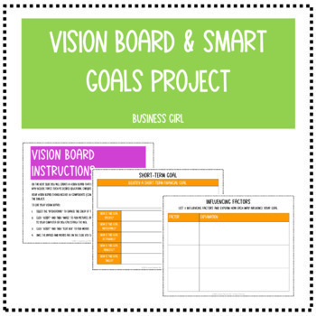 Preview of S.M.A.R.T. Goals and Digital Vision Board Project