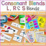 S, R, & L Beginning Consonant Blends Worksheets, Centers &