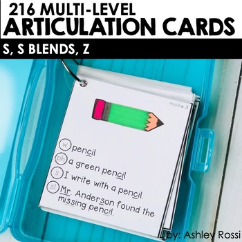 Preview of S, S Blends, Z Articulation Cards for Speech Therapy Activities & Drill Sheets