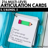S, S Blends, Z Articulation Cards for Speech Therapy Activ