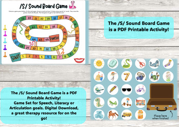 Preview of S Sound Snakes and Ladders Game. S Phonics Game. S Speech Sound Cards.