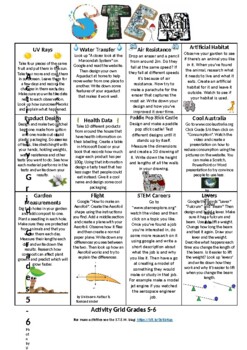 Preview of S.T.E.M. Activity Grid Grade 56