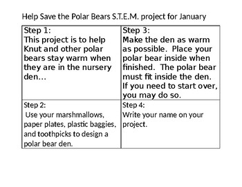 Preview of S.T.E.M. Activity for Polar Bears