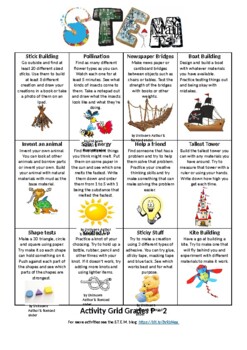 Preview of S.T.E.M. Home learning activity Grids Prep to 2